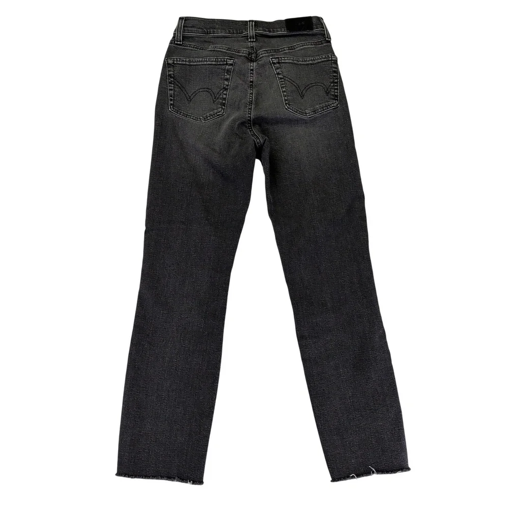Edwin Bree Slim Straight Jeans Womens 25‎ Ash Black Faded Raw Hem Made in USA